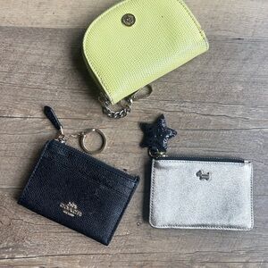 Coach Black, Silver Card Holders with Yellow Coin Purse